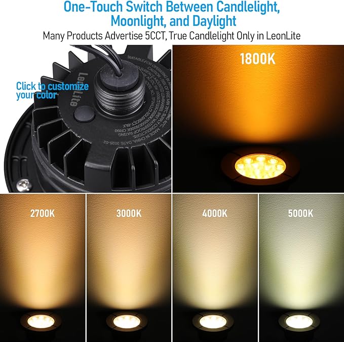 LEONLITE Dia. 4 Inch 5CCT Well Lights Landscape LED In Ground, 5 Color Temper...