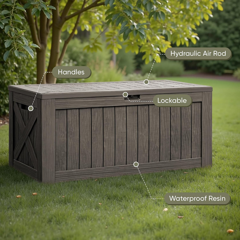 Flamaker 120 Gallon Deck Box Waterproof, Large Outdoor Storage Box Patio