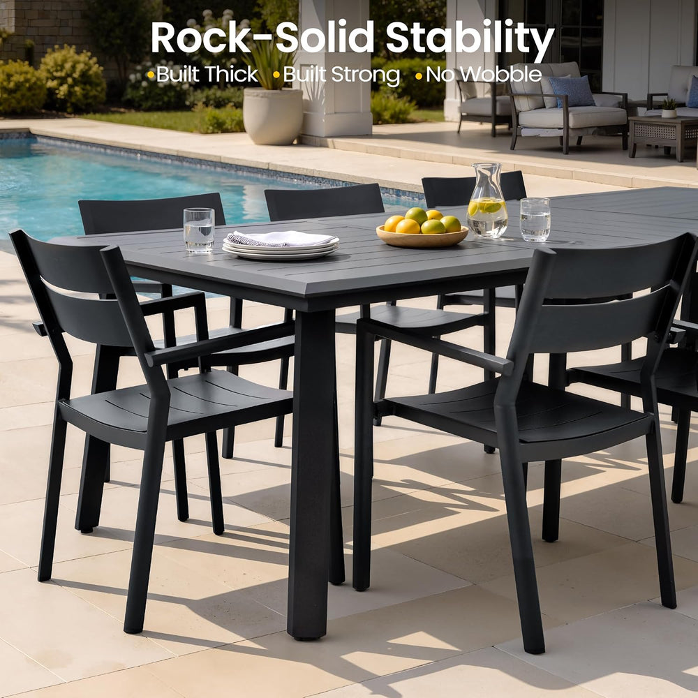 9-Piece Aluminum Outdoor Dining Set with Stackable Armchairs