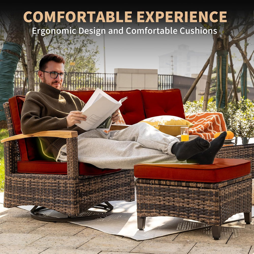 MEISSALIVVE 8 Pieces Outdoor Patio Furniture Sets, Wicker Patio Conversation ...