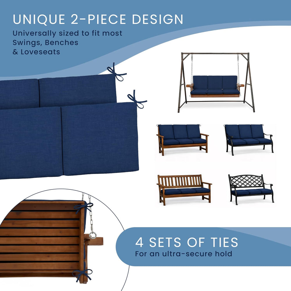 Arden Outdoor Swing Cushion Set, 2-Piece, 56x20, Black