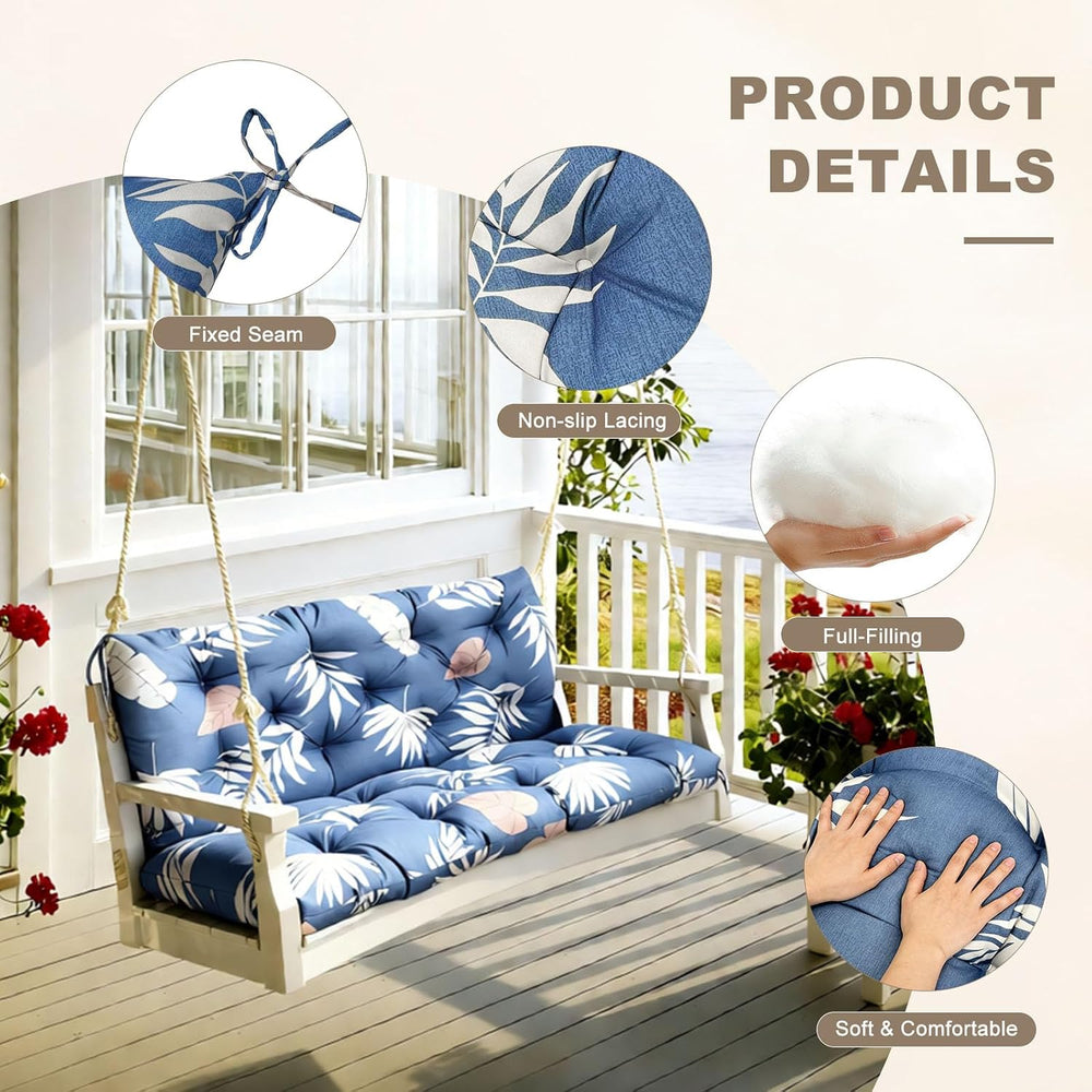 Porch Swing Cushion with Backrest,Waterproof Bench Cushion for Outdoor Furnit...