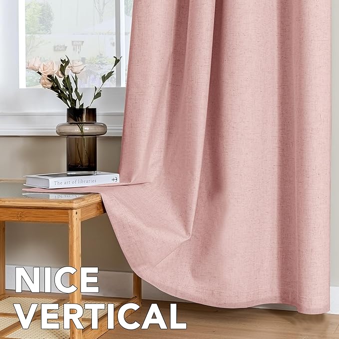 H.VERSAILTEX Linen Curtains 100% Blackout Curtains for Bedroom 96 inch Long F...