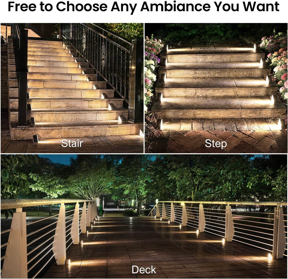 JEJOT 6 Pack Solar Step Lights Outdoor Waterproof, Solar Stair Lights,Gray