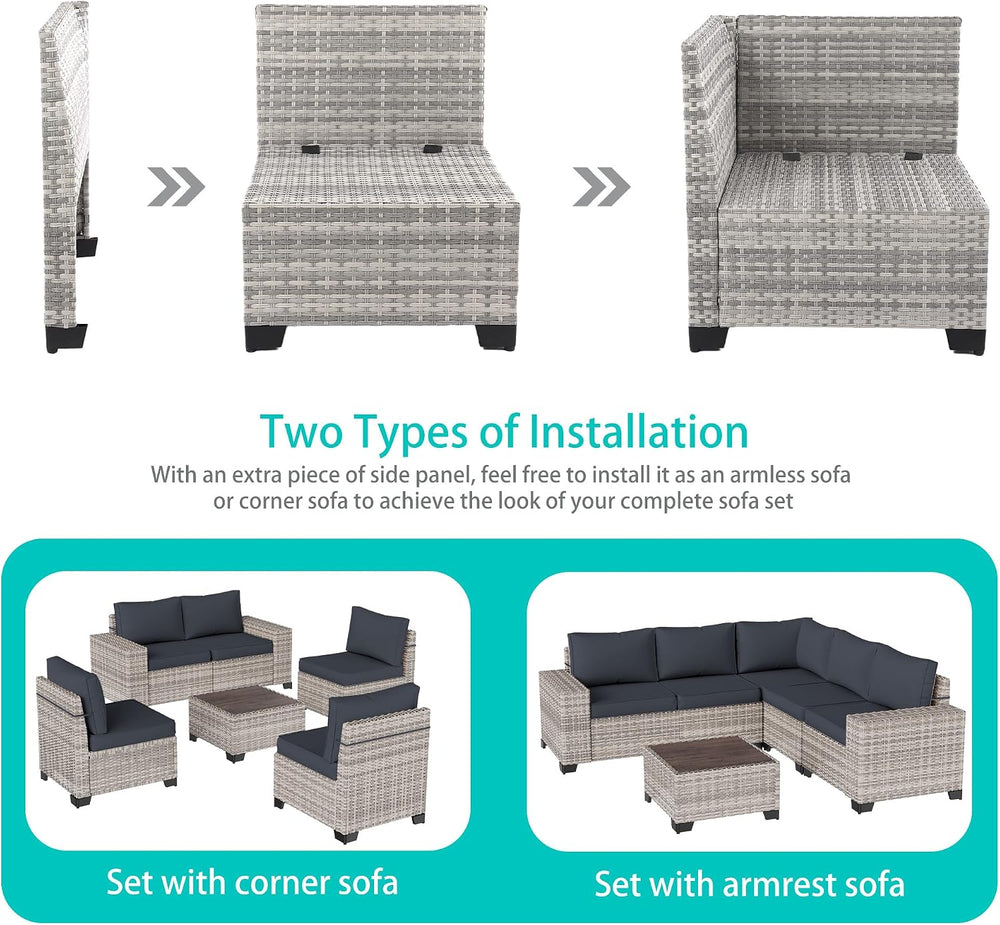 Outdoor Patio Furniture Set PE Wicker Rattan Outdoor Sectional Sofa