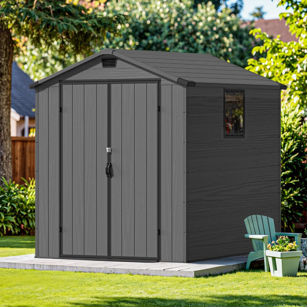 Devoko 6x6 FT Resin Storage Shed with Floor, Outdoor Plastic Sheds