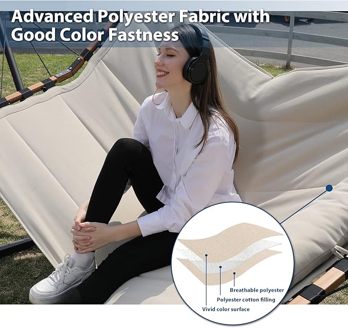 TegerDeger 12FT 2 Person Hammock Large Hammock 450LB Capacity with V Shaped H...