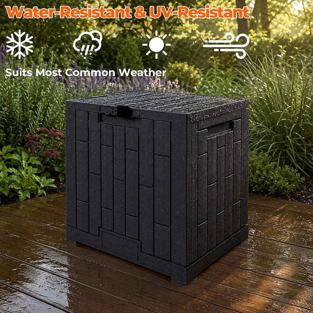 Outdoor Storage Box, 30 GallonWaterproof Resin Patio Deck Box (Black)