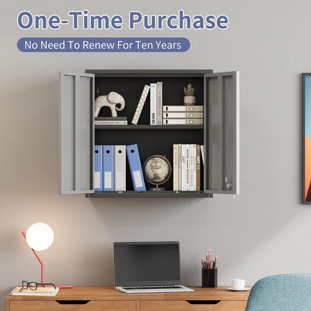 Garage Wall Cabinet, Metal Garage Cabinets with 2 Doors and Adjustable Shelf,...