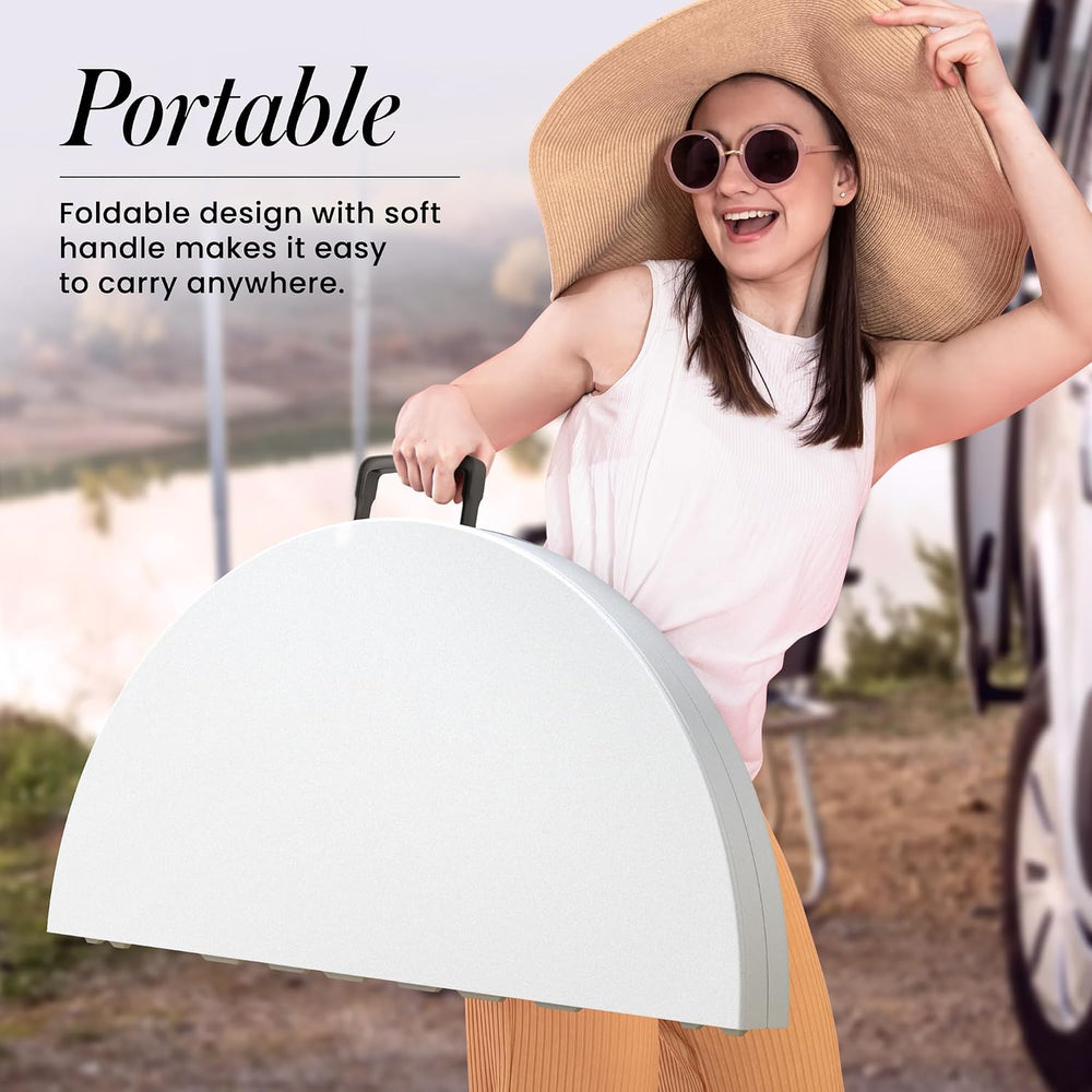 Our Modern Space 3.5 Feet Circular Round Foldable Table with Built in Handle ...