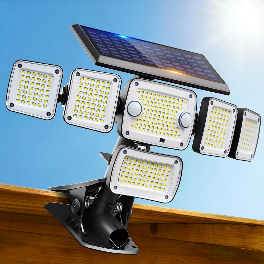 Solar Flood Lights Outdoor,5000LM Clip on Solar Lights with Motion Sensor