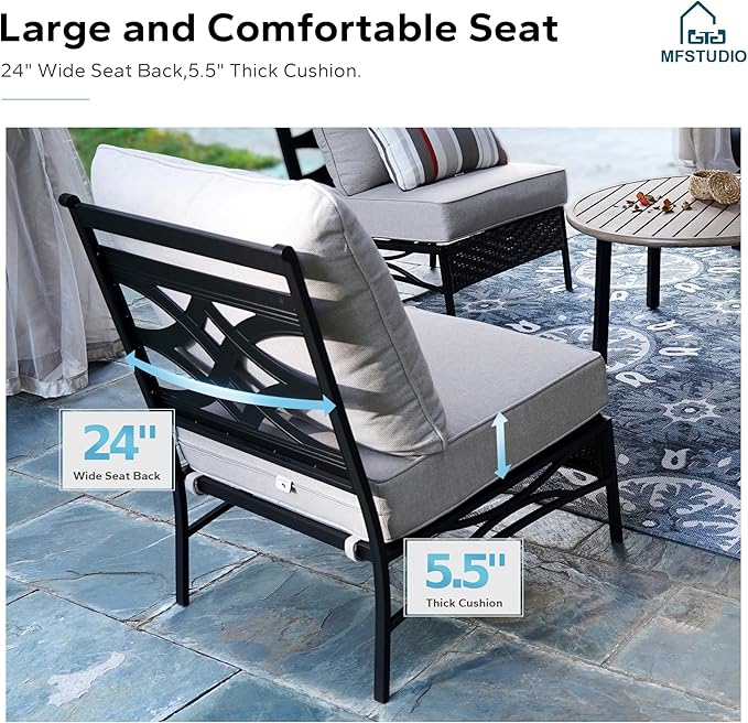 MFSTUDIO Patio Furniture Set, 2 Seat Outdoor Sectional Sofa Conversation Set,...
