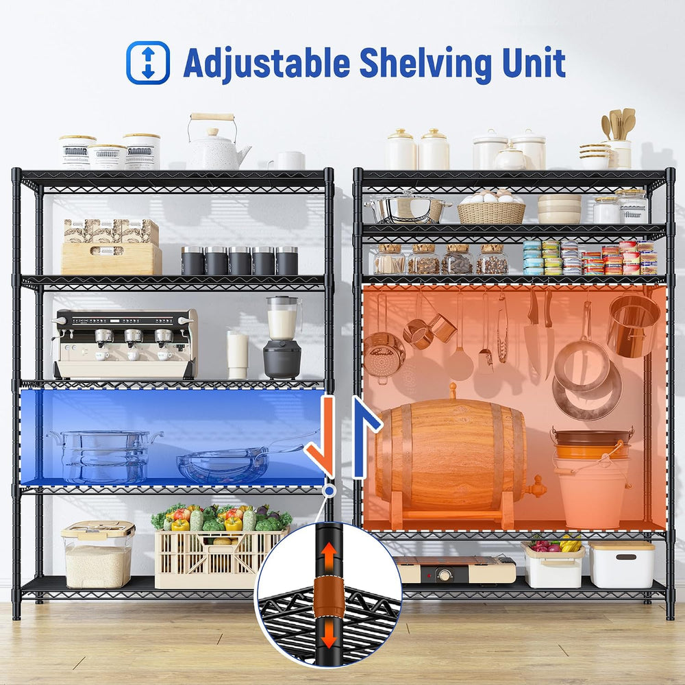 5-Tier Adjustable Storage Shelves, 71" H Shelving Unit for Pantry