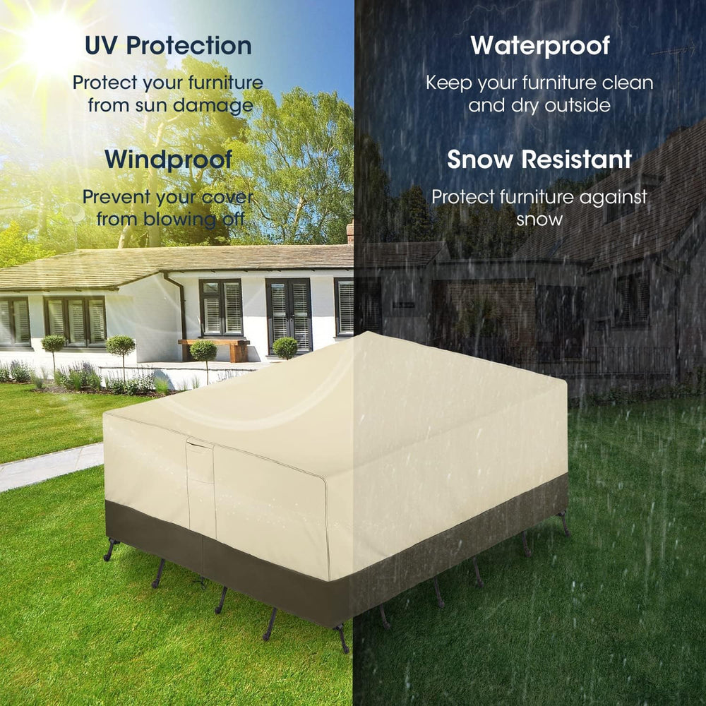 Patio Furniture Covers, 600D Waterproof Rectangular/Oval Dining Table and Cha...
