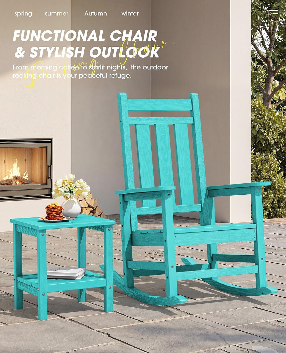 KINGYES Oversized Outdoor Rocking Chair, HDPE Patio Rockers, Aruba