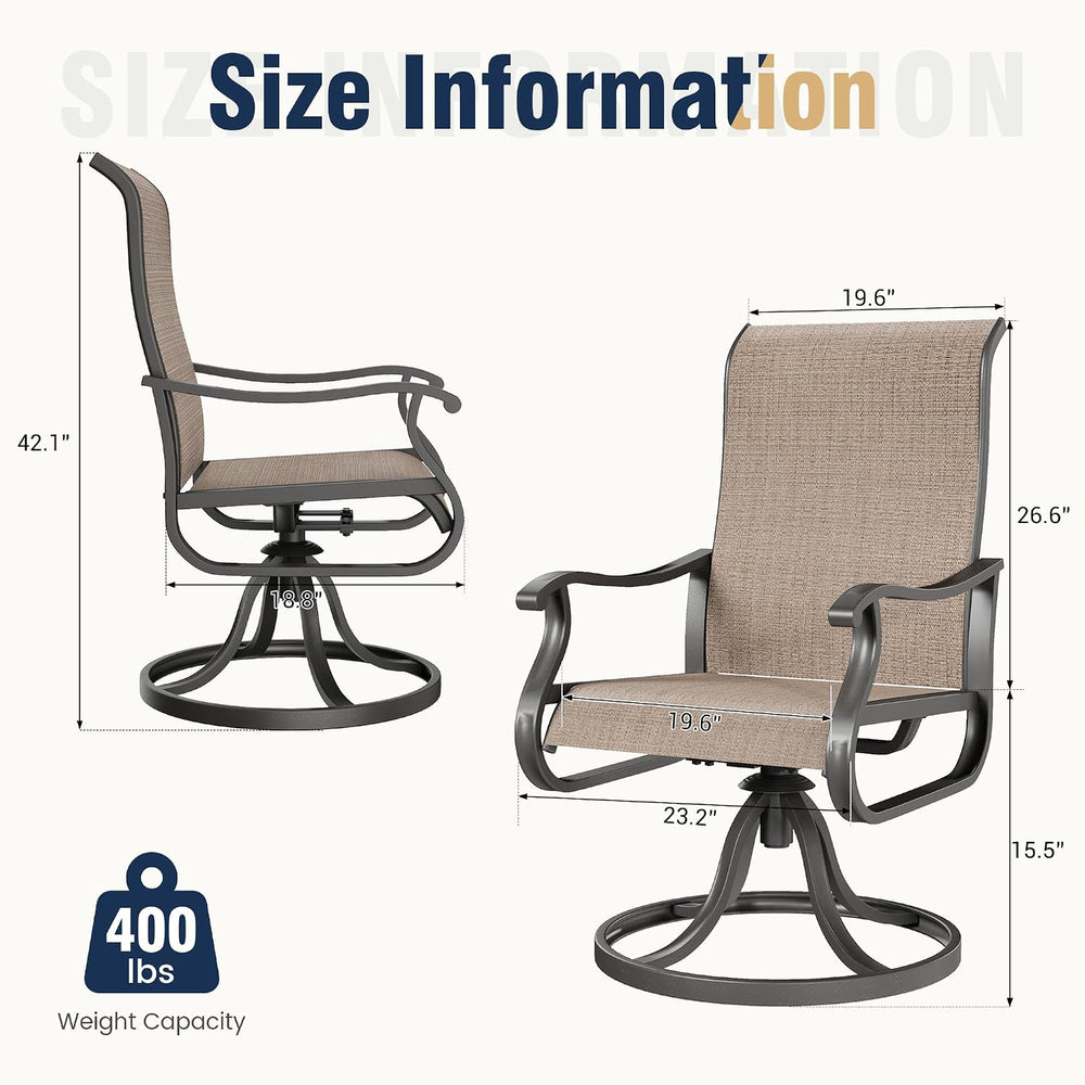 Amopatio Patio Swivel Chairs Set of 2, Outdoor Swivel Rocker Dining Chairs wi...