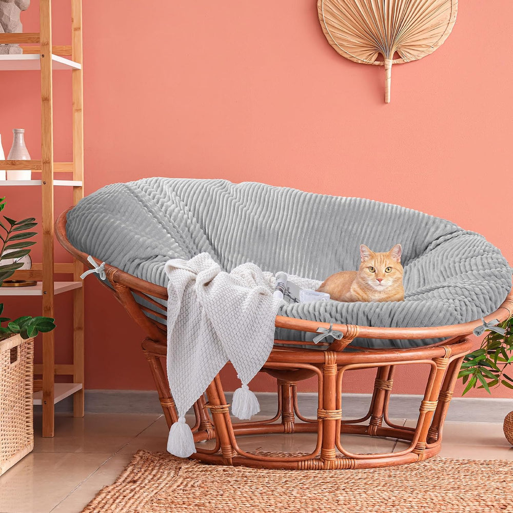 MABOZOO Shaggy Double Papasan Cushion Cover, Faux Fur Wicker Egg Chair Cushio...