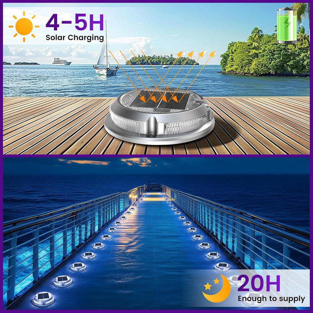 Quntis 12 Pack Outdoor Solar Deck Lights Multicolored - 11 Lighting Modes Alu...