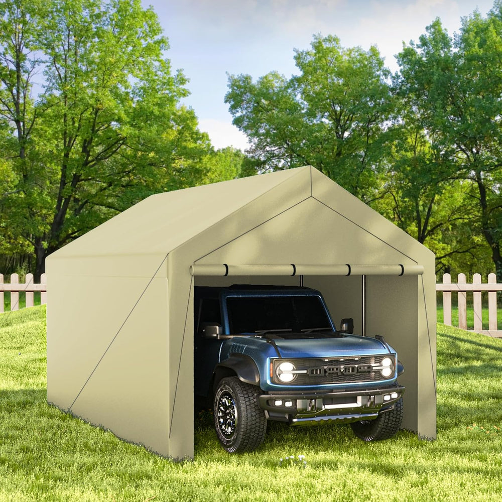 Grezone 10x20ft Heavy Duty Canopy Storage Shed, Portable Garage with Removabl...