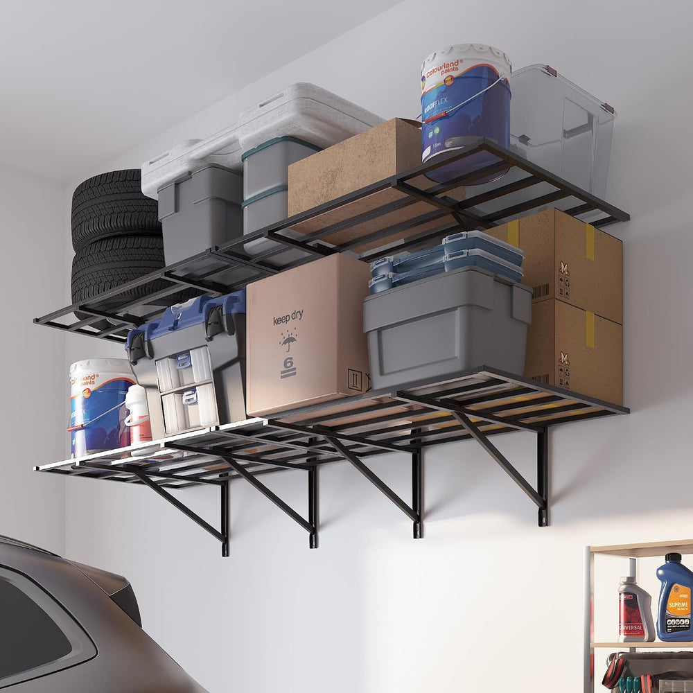 FLEXIMOUNTS 2 Pack 2x6ft Heavy Duty Garage Storage Shelving, 1600lbs, Black