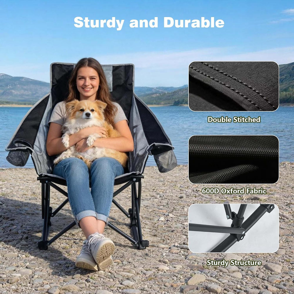 SUNNYFEEL Rocking Camping Chair with Headrest, Heavy Duty Support 500LBS