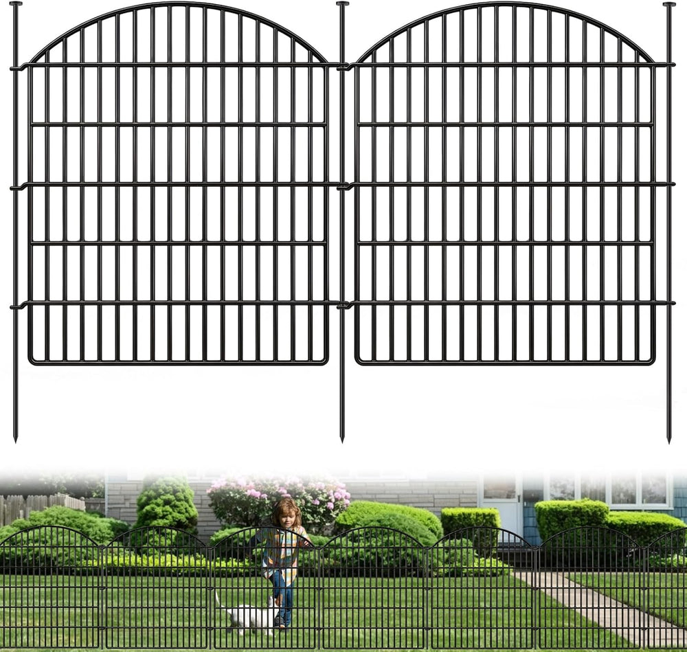 16 Panels Decorative Garden Metal Fence, 33in (H) x 38.67ft (L) No Dig Dog Fe...