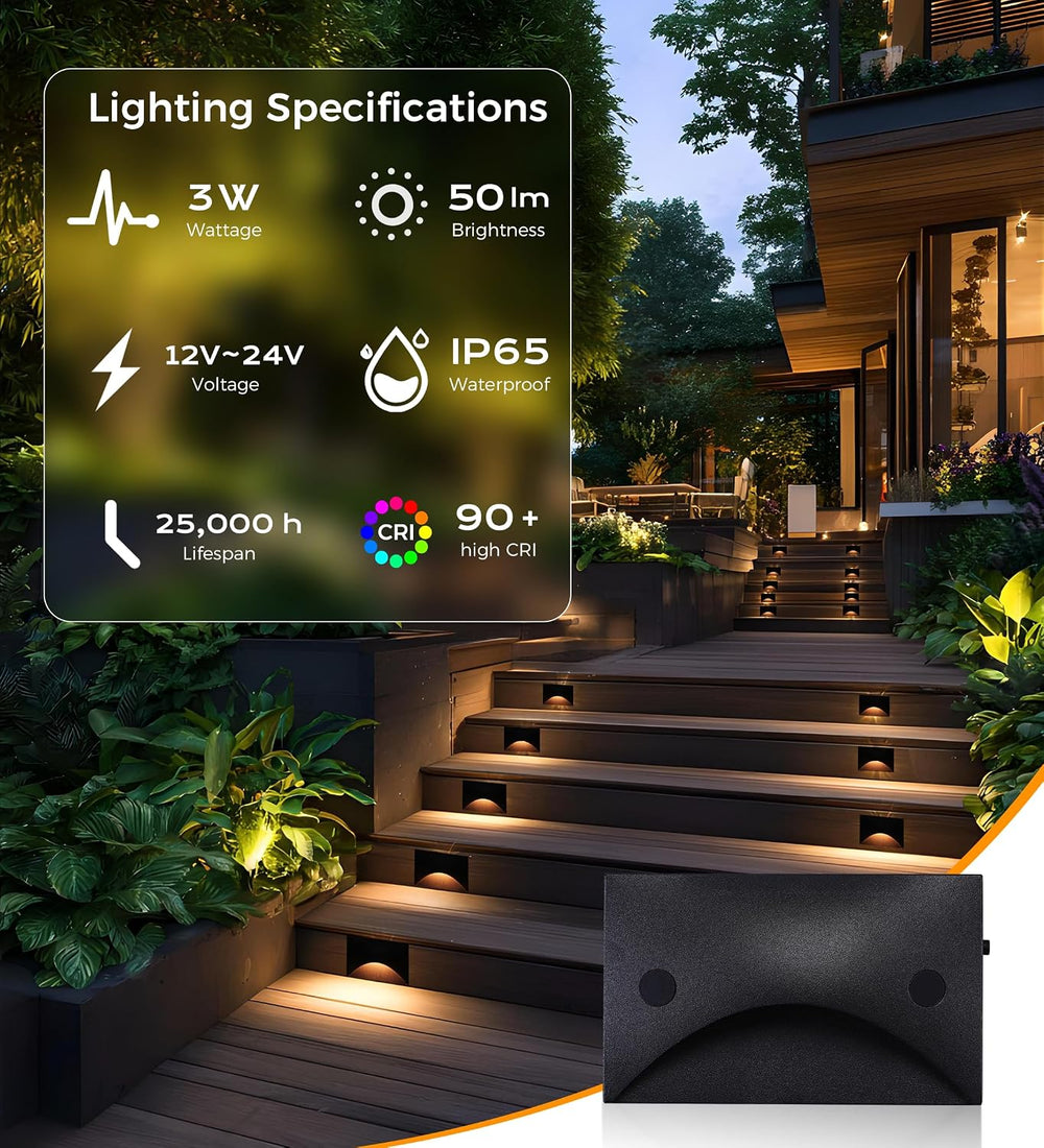 [6 Pack] Cloudy Bay Low Voltage LED Step Lights Outdoor, Surface Mount/J-Box ...