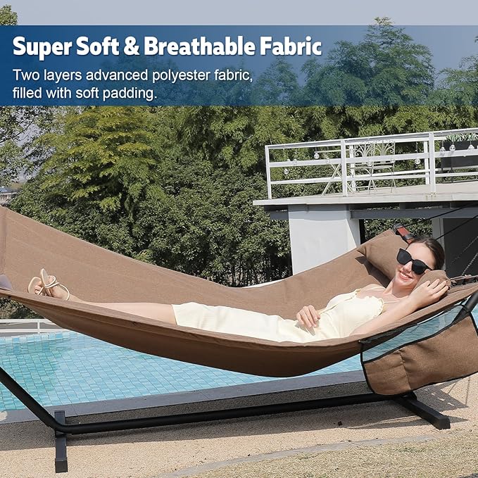 TegerDeger 12FT 2 Person Hammock Large Hammock 450LB Capacity with V Shaped H...