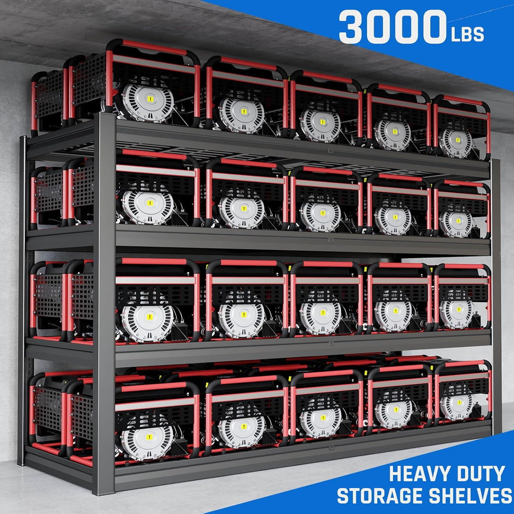 62" W Garage Shelving Heavy Duty, 4 Tier Garage Shelves, 27" D Adju...