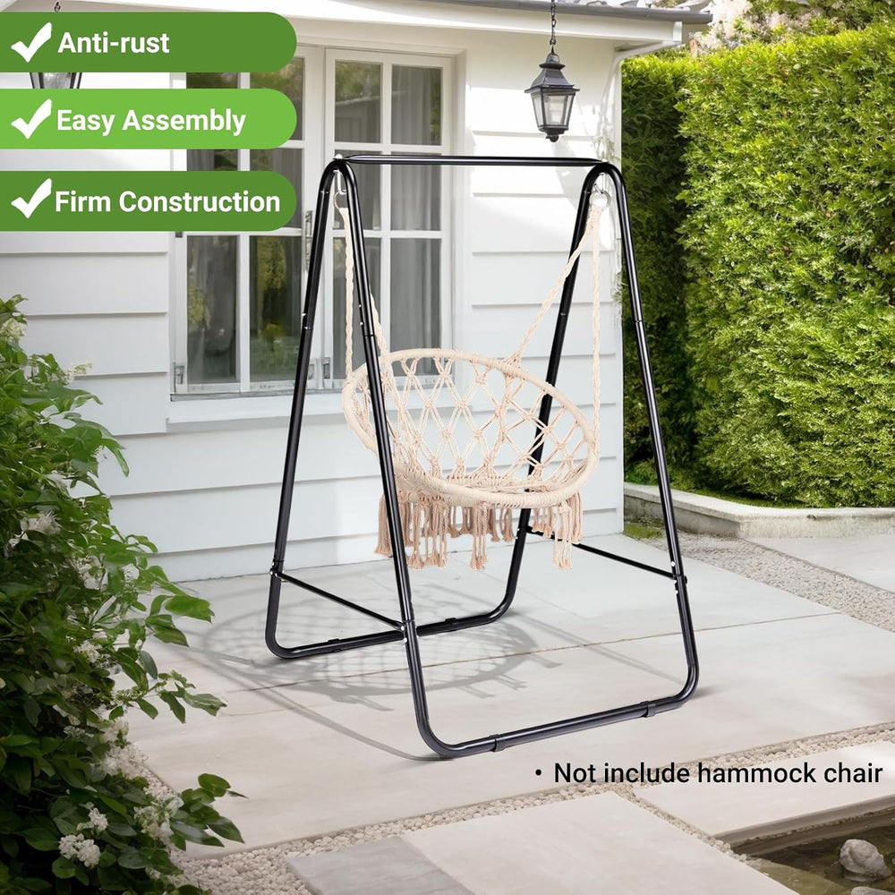 Outdoor Hammock Chair Stand, Heavy Duty A-Frame Metal Swing Stand with Powder...