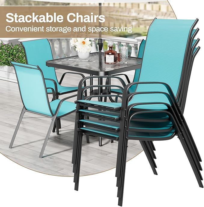 TLSUNNY Patio Dining Set 5 Pieces, All Weather Outdoor Furniture W/30"X ...