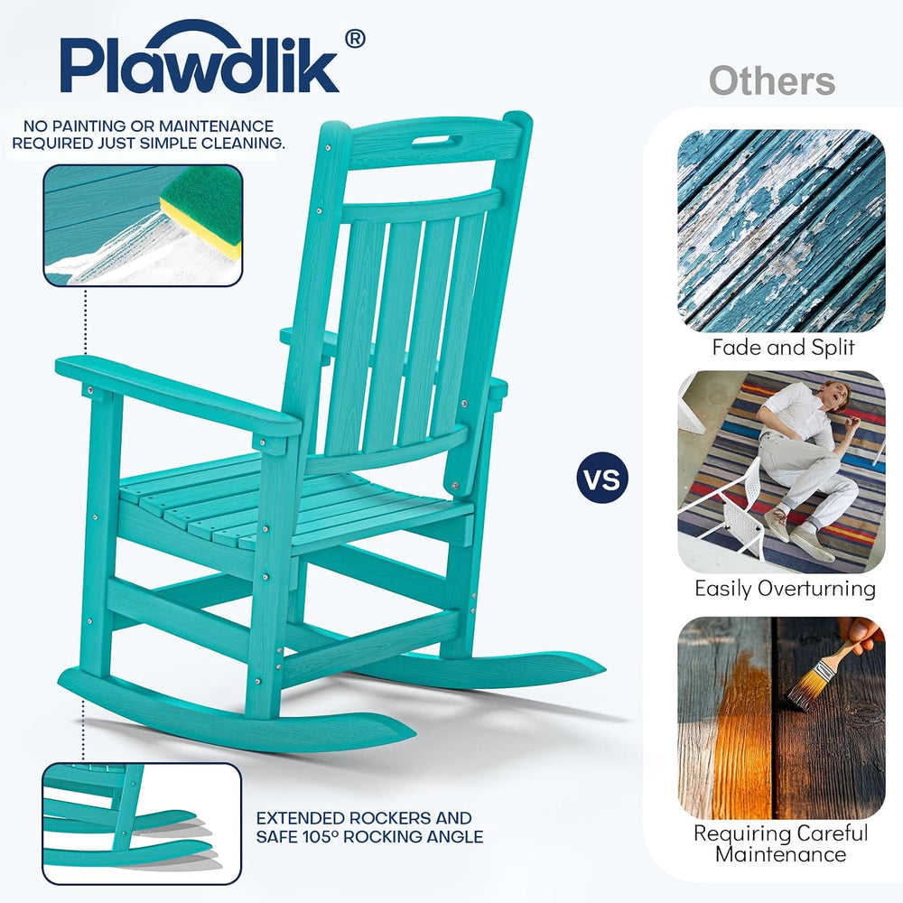 Plawdlik Outdoor Rocking Chair Set of 2, All-Weather Patio Rocker, Aruba