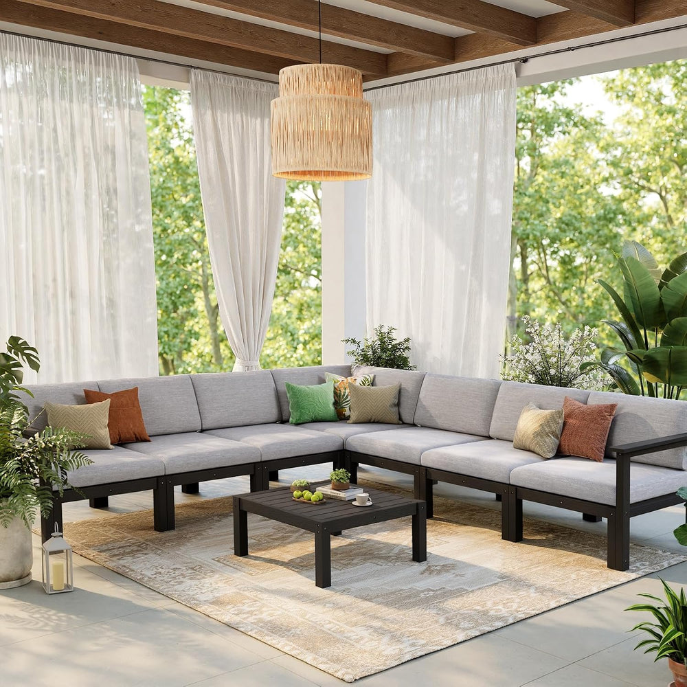 Stoog 6-Piece Patio Sectional Sofa Set, Modular Outdoor Furniture Set - All-W...
