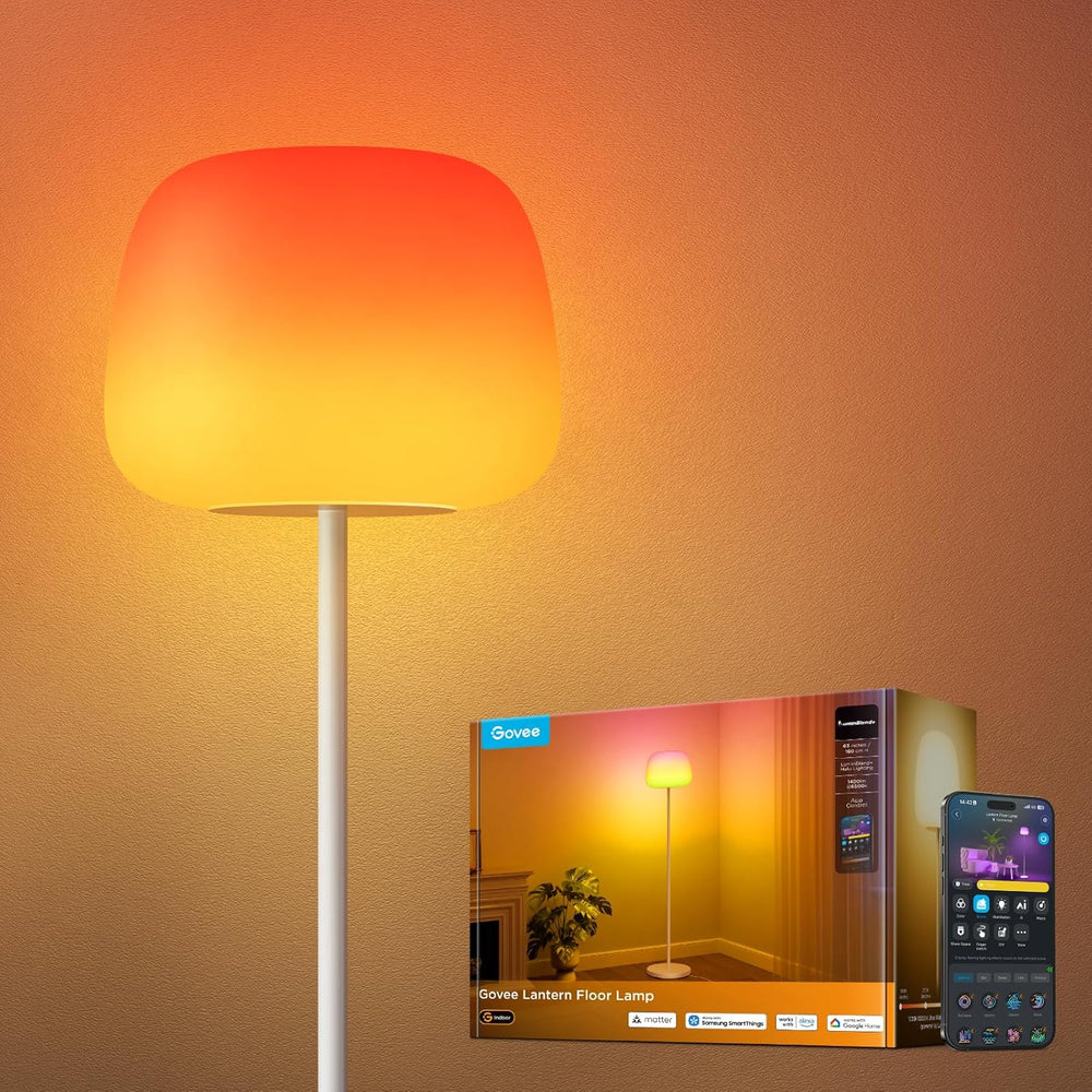 Govee Lantern Floor Lamp, Halo Gradient RGBIC Smart Corner Lamp for Bedroom