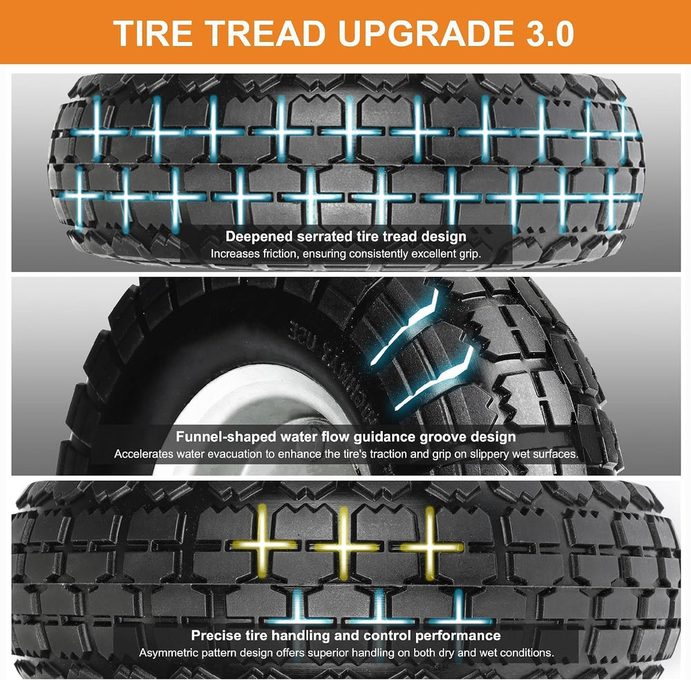 10" Solid Tires, 4.10/3.50-4 Tire and Wheel Flat Free, Gorilla Cart Tire...