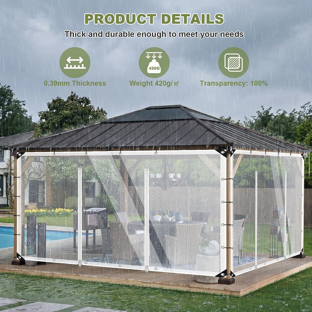 Clear Outdoor Curtains Patio Double Zippers Door Enclosure 95" W x 197&q...