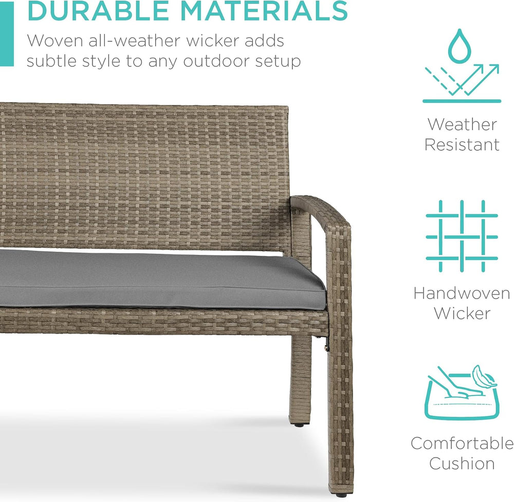 Best Choice Products Outdoor Bench 2-Person Wicker Garden Patio Benches Seati...