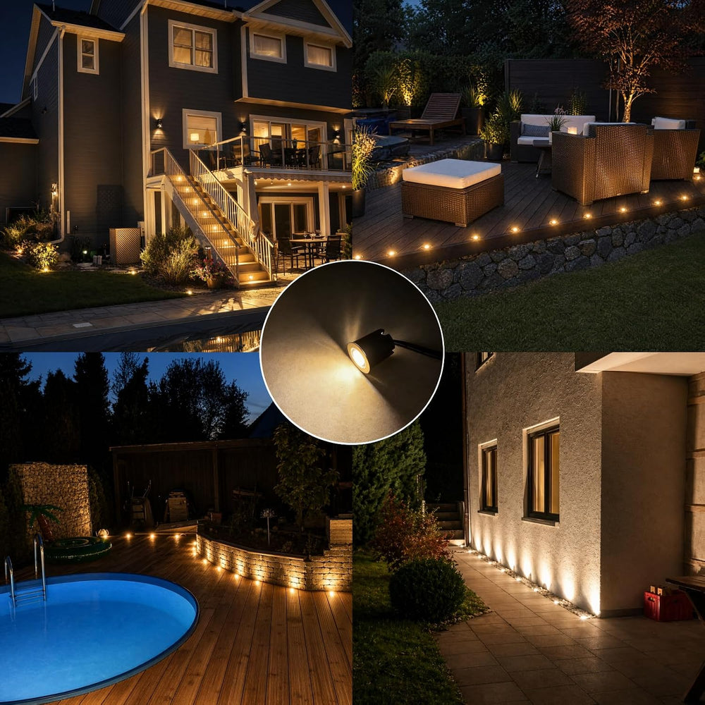 LED Recessed Deck Lights with Protecting Shell, IP68 Waterproof Warm White, 0...
