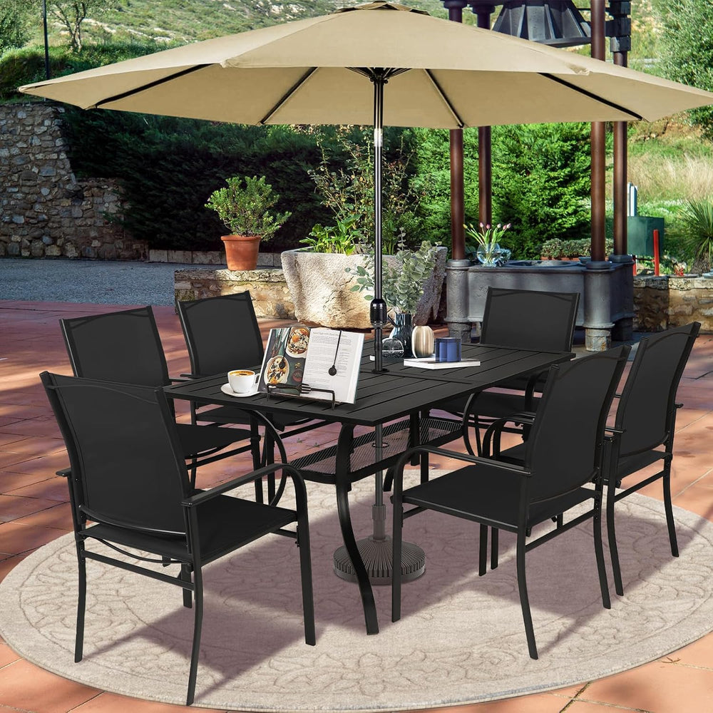 SUNCROWN 8 - Piece Outdoor Dining Set, Patio Furniture Set with 6 Textilene D...