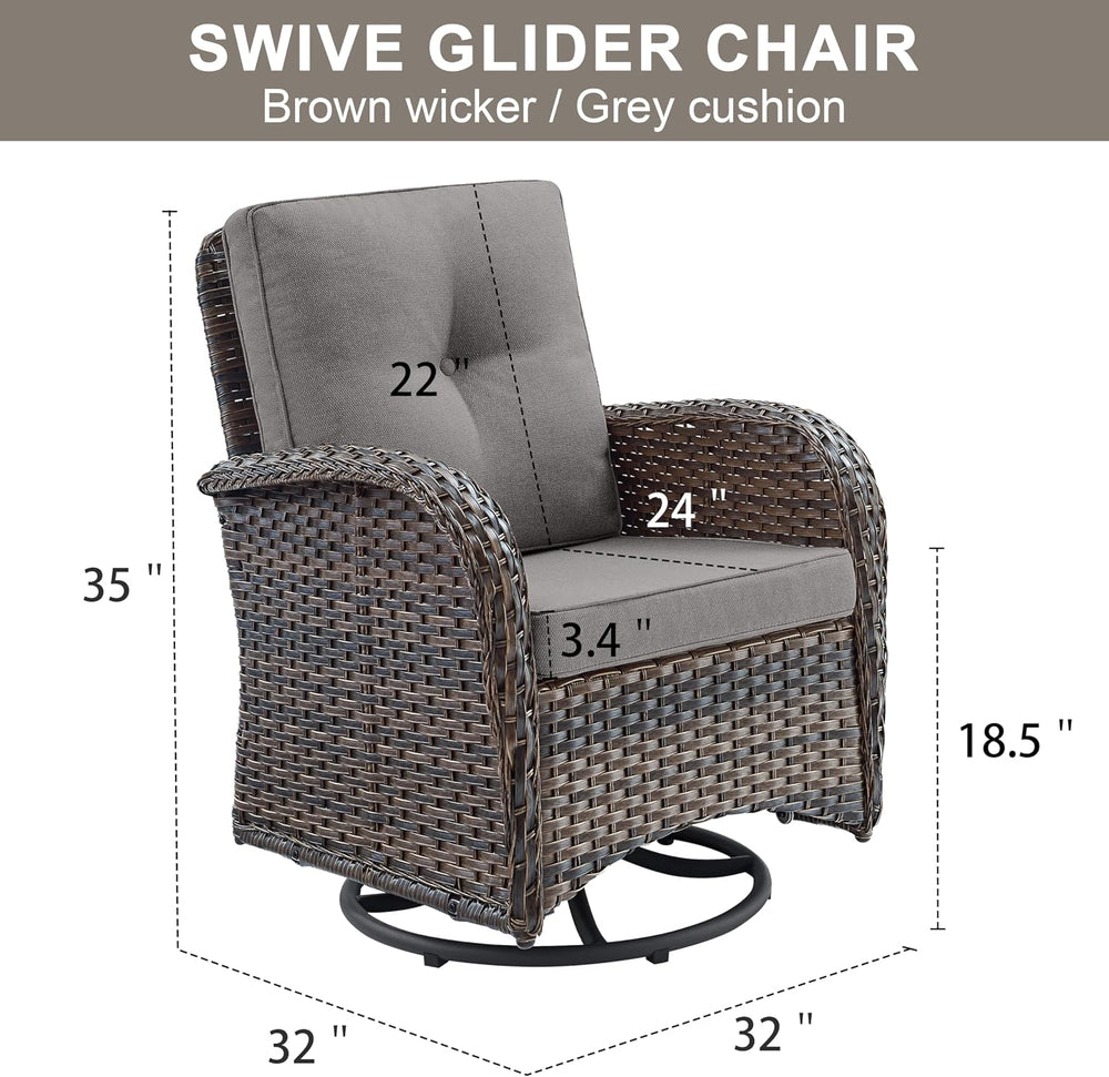 2 in 1 Porch Glider Swivel Chair - Wicker Patio Furniture Outdoor Swivel Rock...