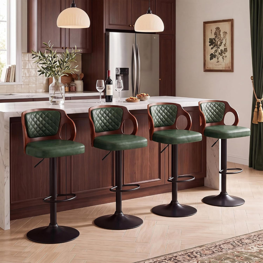 VECELO Swivel Bar Stools Set of 2, Adjustable Counter Height Stools with Bent...