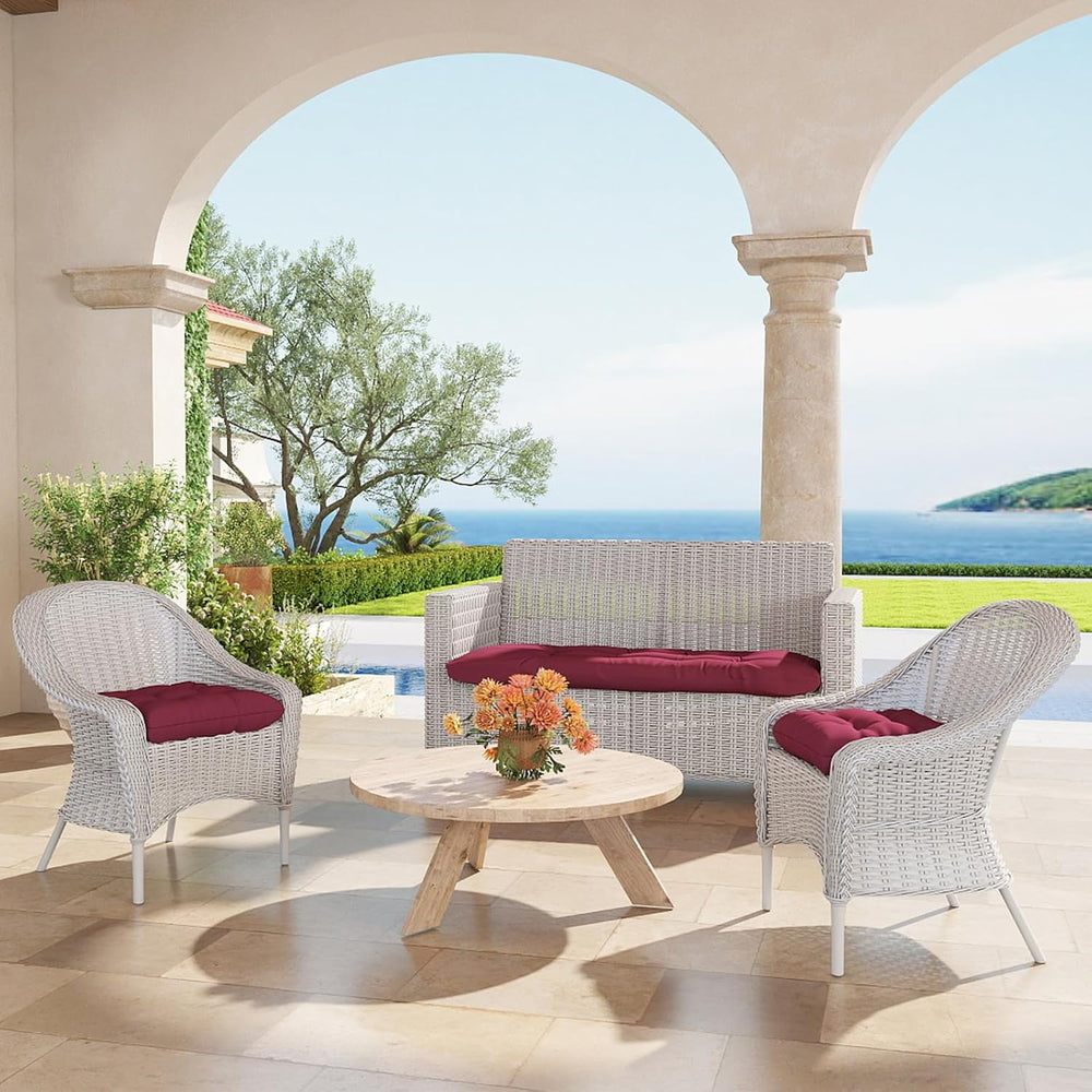 Outdoor Wicker Chair Cushions 3 Pieces, Burgundy