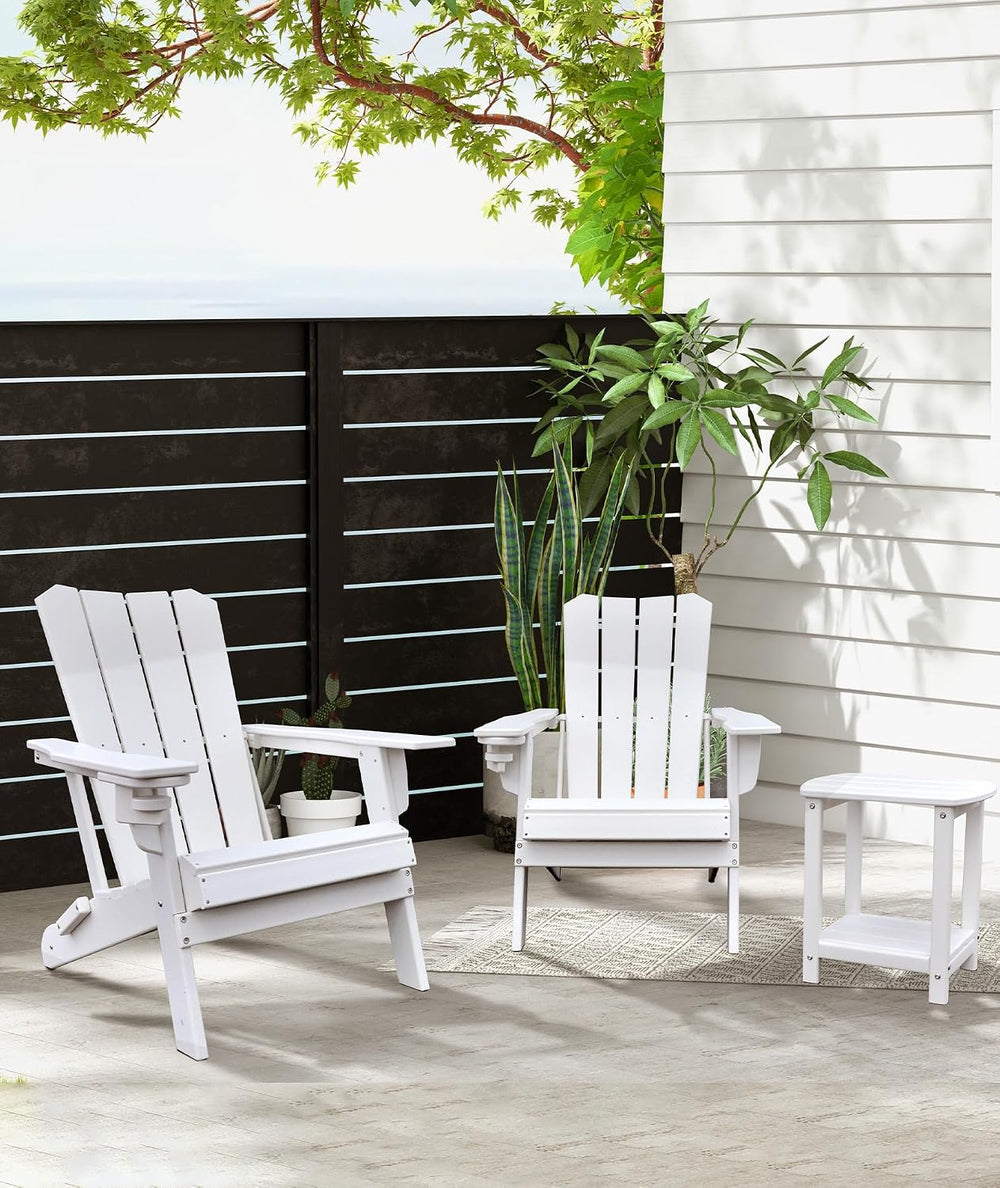 Adirondack Square Outdoor Side Table,2-Tier Storage Patio Side Table, HDPE En...
