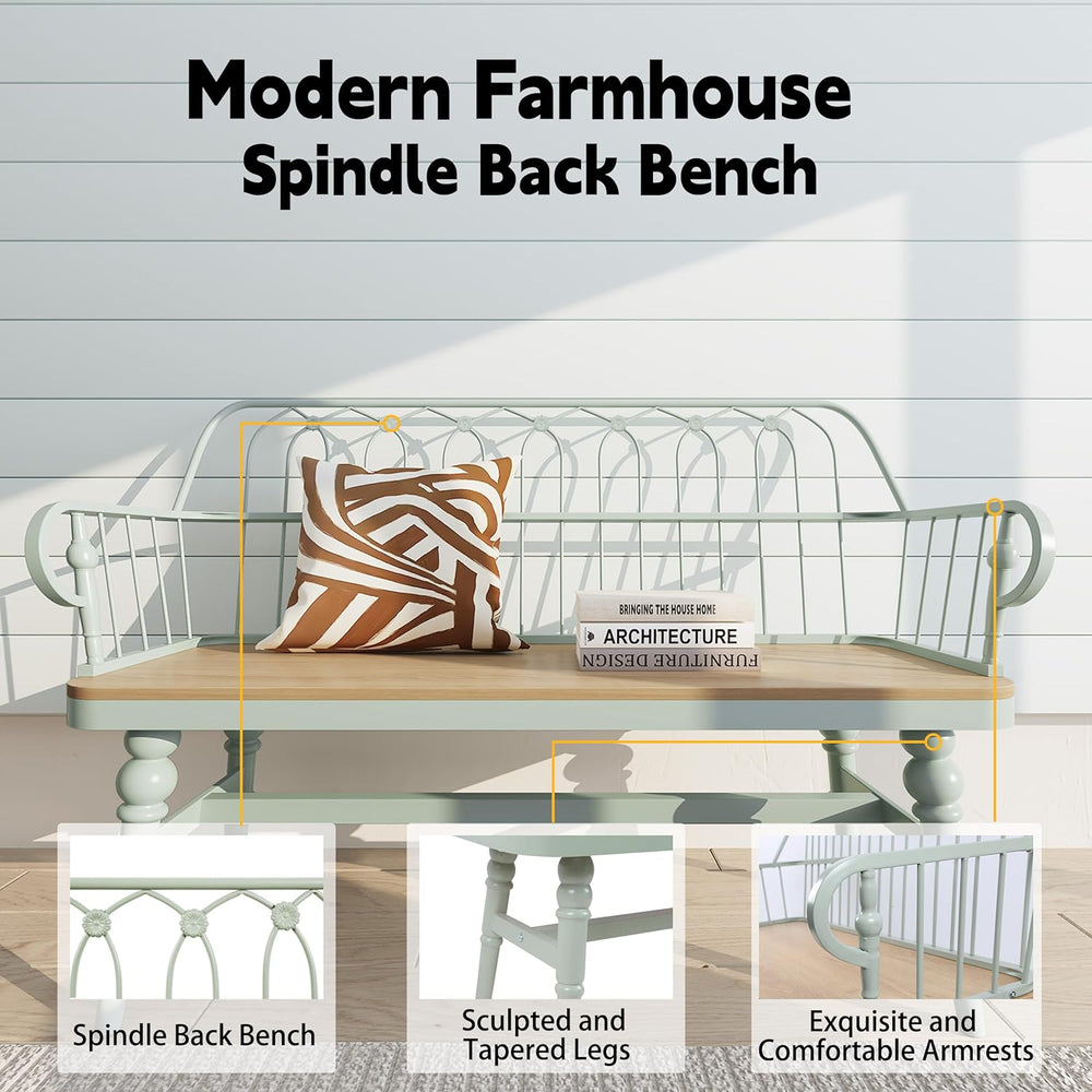 DIBRATY Entryway Bench,Spindle Back Wooden Dinning Bench, Farmhouse Foyer Ben...