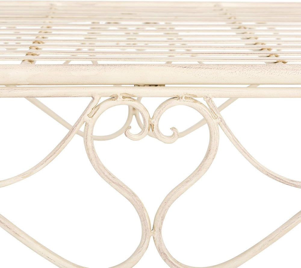 SAFAVIEH Outdoor Adina Metal Bench, 51" Distressed White PAT5016A