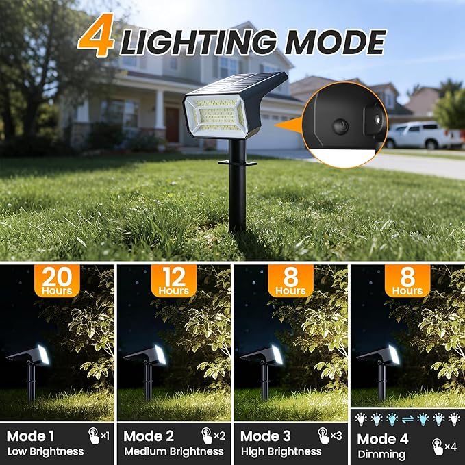 Fabrito Solar Spot Lights Outdoor 10 Pack, [108Leds, 4 Modes] Auto On/Off Spo...