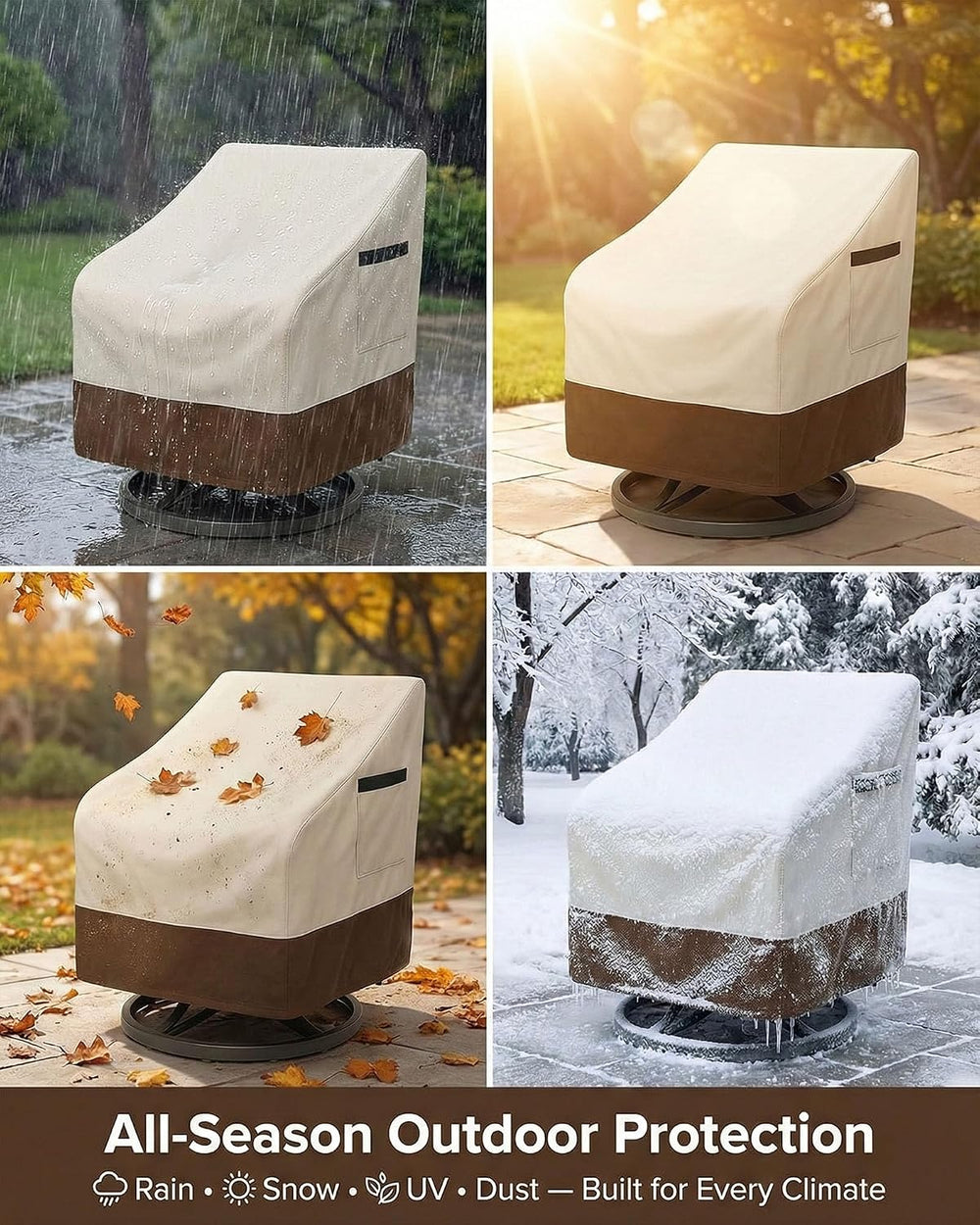 Outdoor Furniture Covers 4-Pack, Heavy Duty 600D Oxford Fabric Patio Chair Pr...