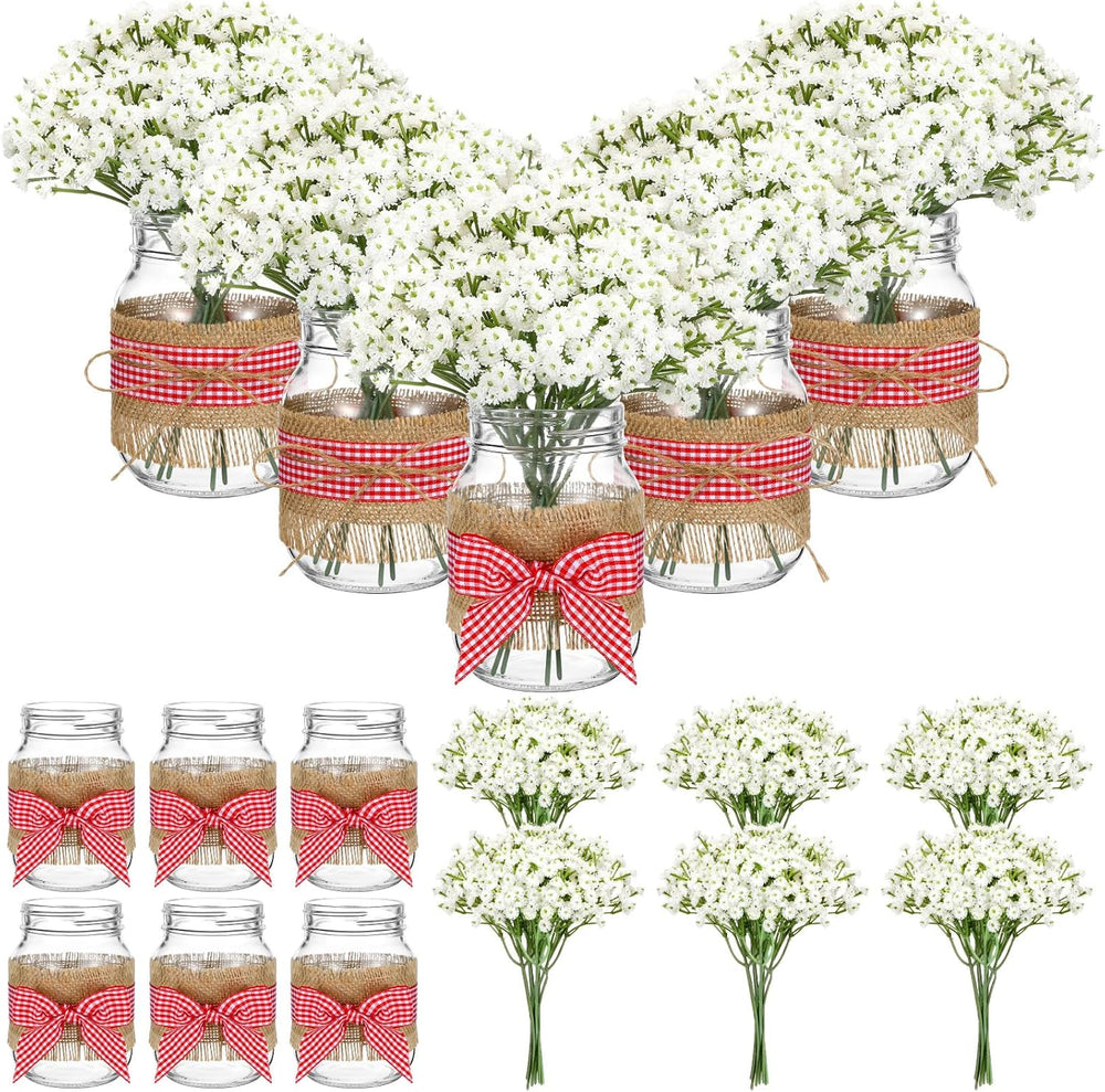 Daifunli 6 Set Picnic Party Centerpieces for Table Mason Jar Table Decor