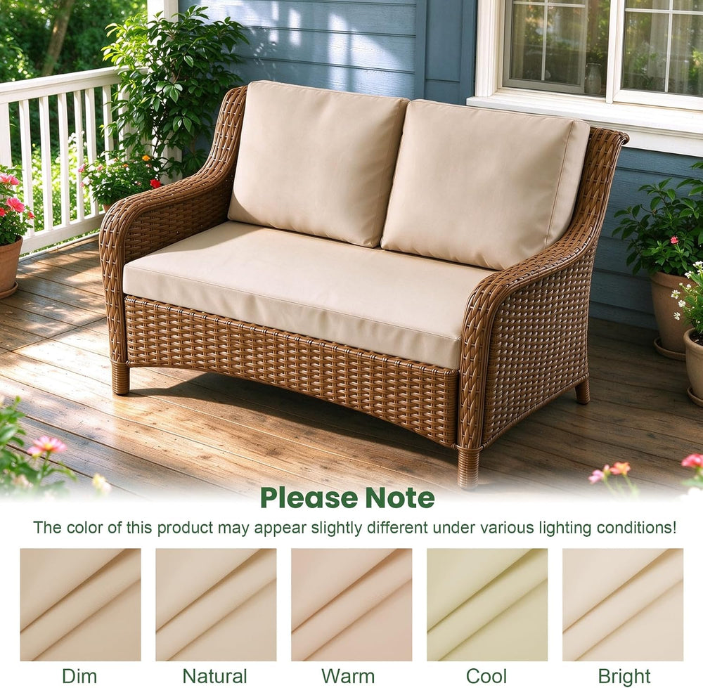 Outdoor Loveseat Cushion Set, 46" x 26" Patio Loveseat Cushions, Wa...