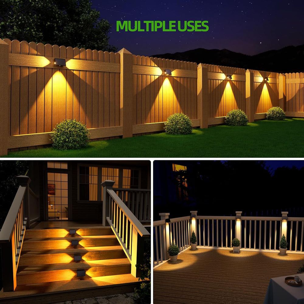 JSOT Solar Deck Lights Outdoor - 12 Pack Stair Step Fence Waterproof Light 5 ...
